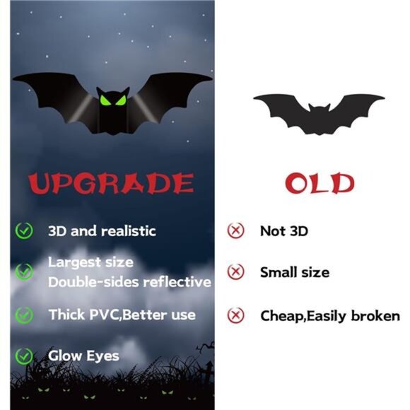 56-Piece 3D Plastic Bats: Spooky Halloween Decorations for Indoor & Outdoor - Picture 2 of 7